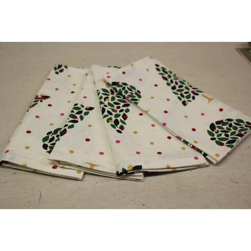 Kate Spade Loop And Dot 100% Cotton Polka Dots Square Tree Napkin (Set of 4)